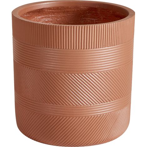 Maceta redonda de fibra de arcilla en relieve patrón marrón ⌀ 31 cm Voula