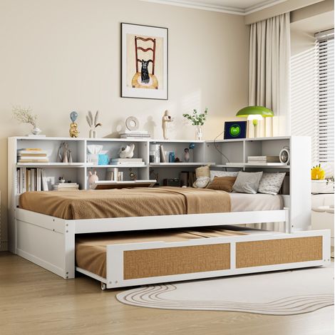 Bett Doppelbett Stauraum 140x200 mit Ausziehbett Holz OKMYHOME (1/5)