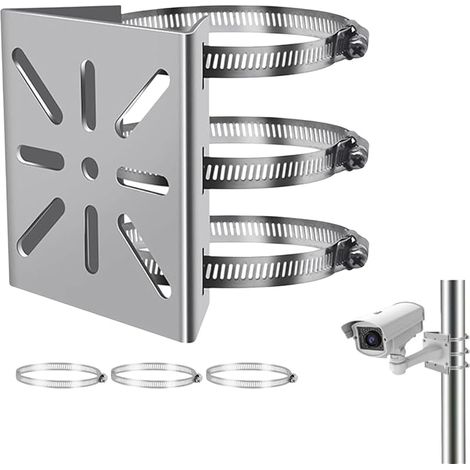 Support Universel pour Caméra de Surveillance, Support Camera Exterieur avec 3 Boucles Réglables, Support Camera Exterieur, Convient aux Caméras de Surveillance (1/5)