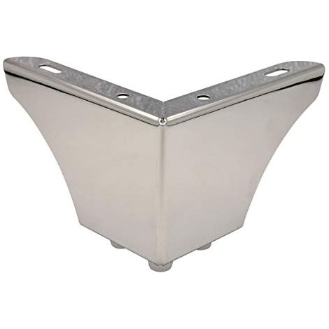 WAGNER Gamba del mobile/Piede del tavolo/Piede del divano - SOFA WING - acciaio cromato argento, piastra da avvitare, 3 borchie, 12 x 12 x 8 cm, per mobili su pallet in stile rustico - 12045001 (1/4)