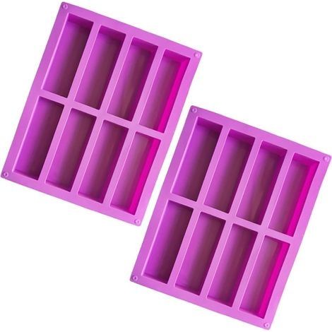 Lot de 2 moules rectangulaires en silicone pour barre granola - Moules en silicone pour barre de chocolat - Moules pour pain au caramel, pain, muffin, brownie, pain de maïs, cheesecake (1/5)