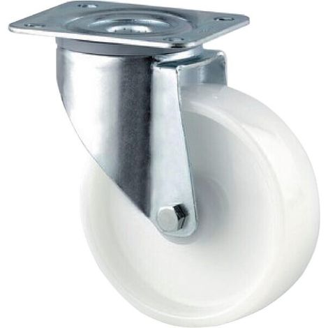 Rueda industrial giratoria en poliamida: di谩metro125 x 40 mm placa soporte: 105 x 85 mm. Capacidad: 250 kg Tente TENTE