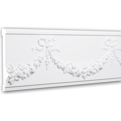 Moldura para pared 151380 Profhome Perfil de estuco Moldura decorativa Moldura friso estilo Neoimperio blanco 2 m