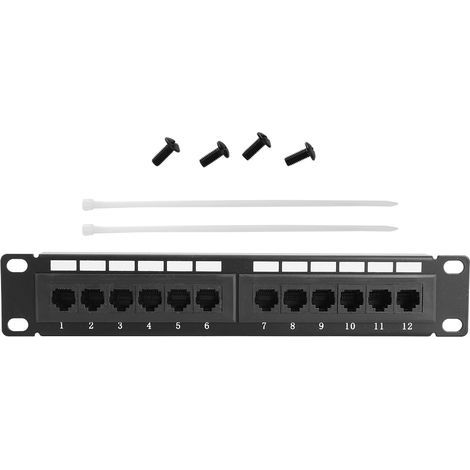 Panneau de brassage de données réseau Ethernet CAT6 RJ45, support de câbles UTP 12 ports, sans support (1/5)