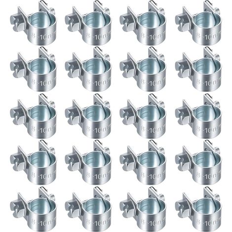 20 Pièces Collier de Serrage Réglable, 8-10 mm Colliers Serrages Metallique Réglables, pour Injection Carburant, Conduites Essence Diesel Automobiles (1/5)