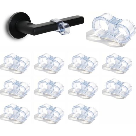 Pack of 12 Transparent PVC Door Stoppers without Drilling for Handle, Interior Shock Absorber Protector for Walls, Doors, Windows Furniture, Suitable for Handles 16-18 mm, Easy Installation (1/5)