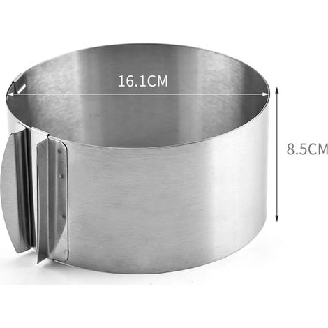 Verstellbarer Tortenring, Höhe 8,5 cm – verstellbarer Backring aus Edelstahl – hohe Backform für cremige, geschichtete und gemusterte Kuchen (1/5)