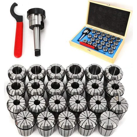 Jeu de pinces ER40 avec mandrin MK3 M12, clé et bois pour fraiseuse, diamètre 4-26 mm, 23 pièces (1/5)