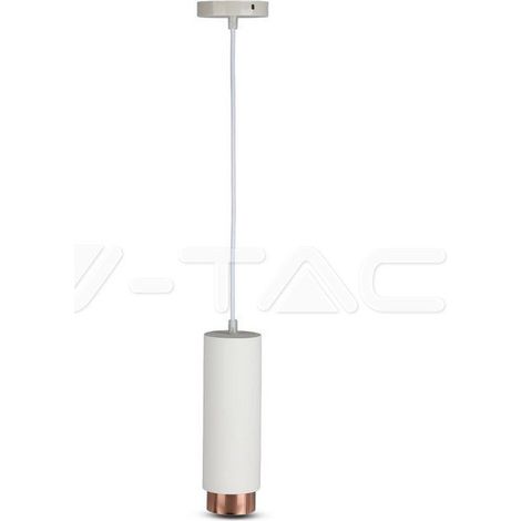 V-TAC VT-864 Lampadario portafaretto pendente 1mt GU10 in gesso con bordo metallo oro rosa - sku 3111