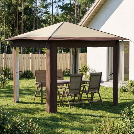 vidaXL Gazebo senza Parete 2,6 x 2,6 m Crema e Marrone (1/5)