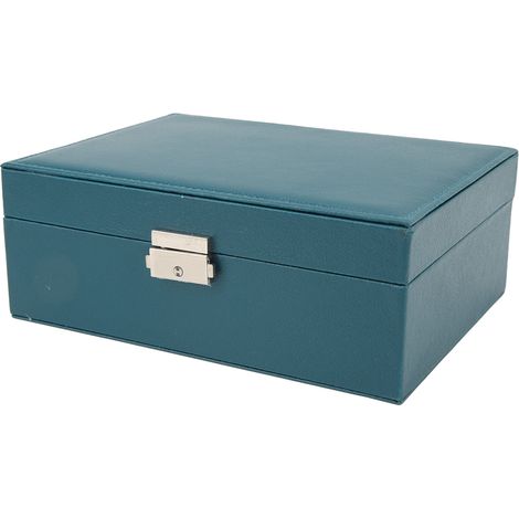 Organisateur à bijoux grande capacité, vert foncé, créatif, double couche, avec serrure (1/5)