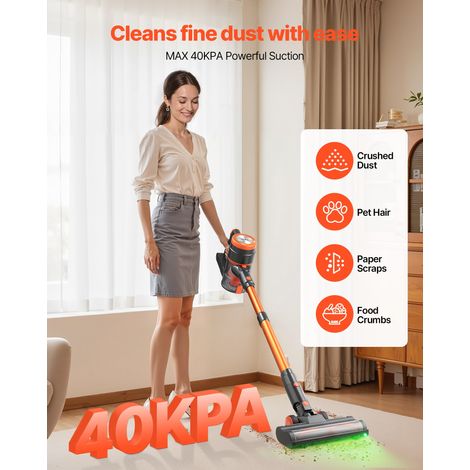 Aspirateur Balai sans Fil à Aspiration Puissante 40 kPa, Aspirateur Laveur Rechargeable Anti-enchevêtrement avec Écran LED, Léger a… (1/5)