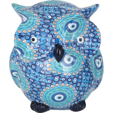Grande gufo in resina blu per decorazioni domestiche e regali originali