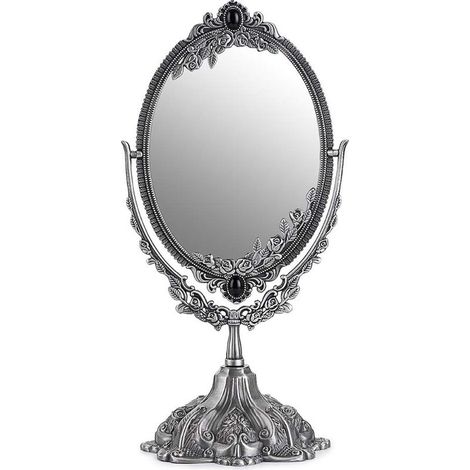 Miroir de Maquillage, Miroir décoratif Vintage Ovale et Double-Face Miroir(Argenté) (1/5)