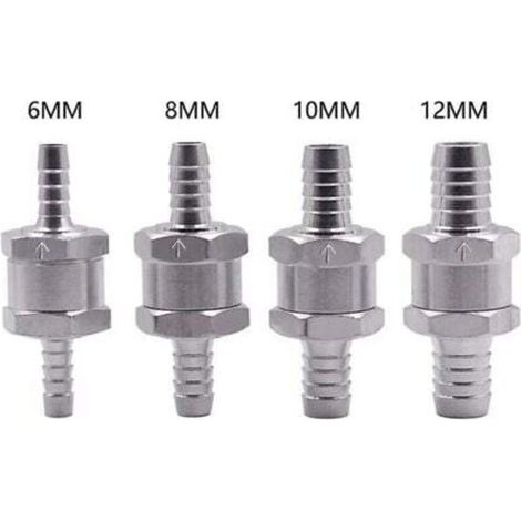 Set de 4 Clapet Anti-retour Gasoil 6/8/10/12mm, Valve à Carburant en Alliage d'aluminium avec Flèche pour pour Essence Diesel Voiture Bateau Moto (1/3)