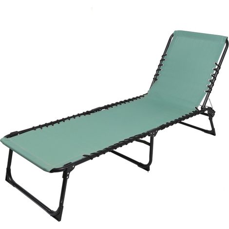 Set di 2 lettini verdi – 187x56x26/85 cm – Metallo – Tela resistente – Schienale reclinabile