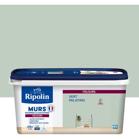 Ripolin – Peinture intérieure velours 2,5L vert palatino – Ultra couvrante pour murs et boiseries – Finition douce et élégante – Fabrication française