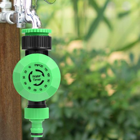 Minuteur d'arrosage extérieur pour jardin, programmateur d'irrigation automatique 2-120 min, arrêt automatique, robinet connecté, économiseur d'eau (1/5)