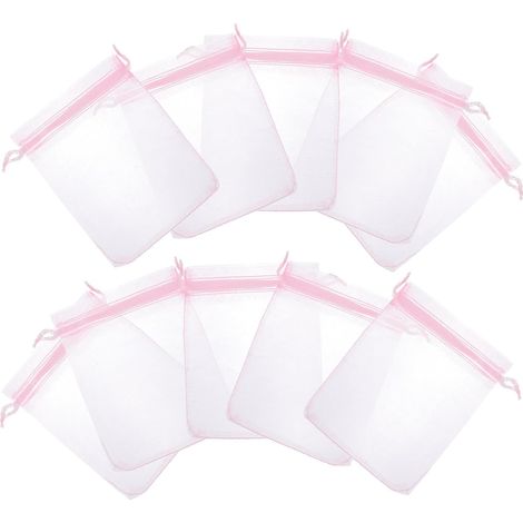 100 Pièces Petits Paquet Présents à Cordon en Organza Rose (1/5)