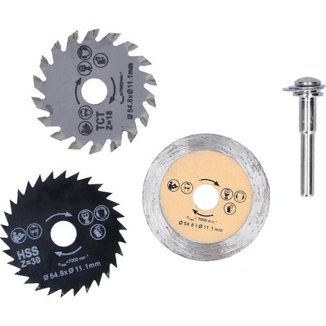 Kreissägeblatt-Set 54,8 mm HSS Mini-Kreissägeblätter und Dorn zum Schneiden von Metall und Holz