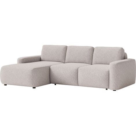 Selsey Carnos Mini – Ecksofa mit Schlaffunktion, Ottomane links, Chenille Beige (1/5)