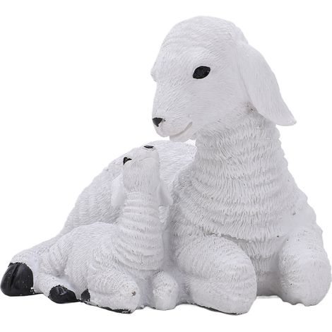 Figurine de Mouton Rustique Style Vieilli en Résine Décoratif Agneau Blanc pour Décoration de Ferme