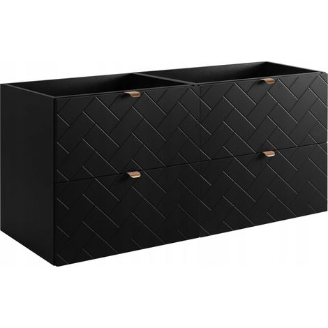 Rodan Waschbeckenunterschrank 120 cm, Schwarz Matt, 46 x 120 x 60,7 cm, ohne Waschtischplatte, feuchtraumgeeignet, Badmöbel Unterschrank