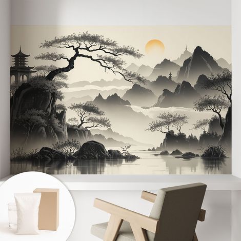 Newroom Tapete Dekorative Vliestapete mit Kleber Modern für Wohnzimmer Schlafzimmer Orientalische Landschaft 104x70 cm (1/5)