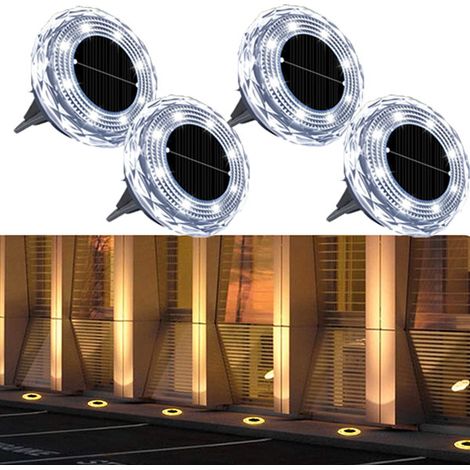 Lot de 4 lampes lumière chaude pour aménagement paysager de jardin, d'ambiance, lampes solaires, lampes décoratives d'extérieur, veilleuses de jardin (1/5)