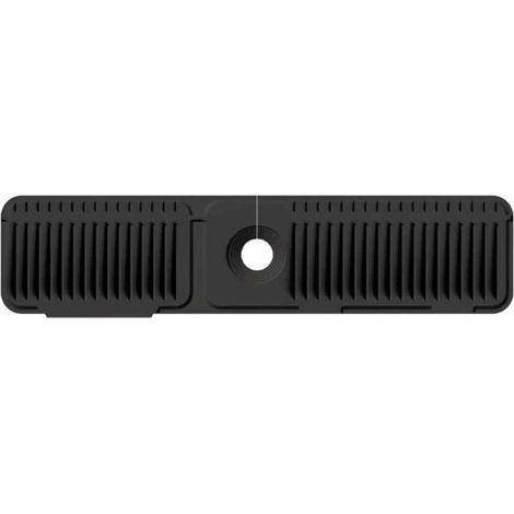 Tapis de robinet en silicone de 61 cm pour éviers de cuisine – comprend un bac de récupération derrière le robinet – protège le plan de travail contre les éclaboussures (noir, 61 cm x 14 cm x 2,1 cm)
