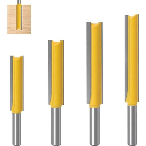 4 Pièces 8 mm Queue Fraise Defonceuse, Fraise Droite, Fraise à Bois Fraise Extra-longue, Mèches Carbide Router Bits Fraise à Menuiserie, pour le Travail du Bois (40mm 50mm 63mm 76mm) (1/4)