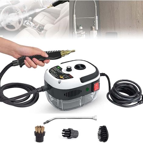 Nettoyeur vapeur portatif, 1 500 W, jet haute température, désinfectant (ensemble de 4 pièces), bouton mécanique, blanc (1/4)