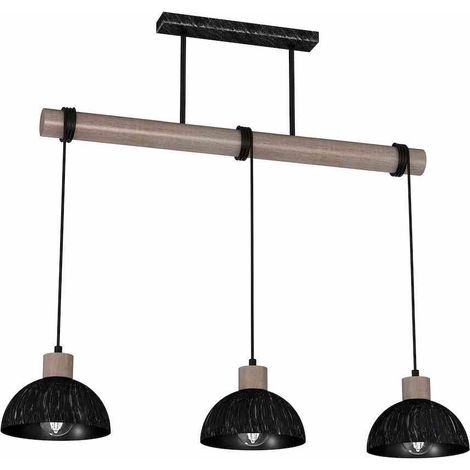 Lampada a sospensione ERIK in legno segato nero/patinato 3XE27 (1/5)