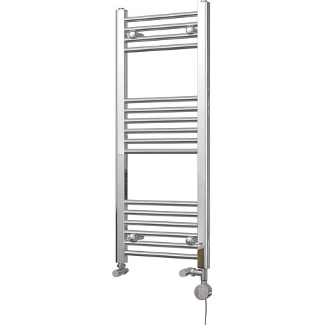 Zennor - Chrome Dual Fuel Towel Rail H1000mm x W400mm Thermostatic - Straight (1/3)