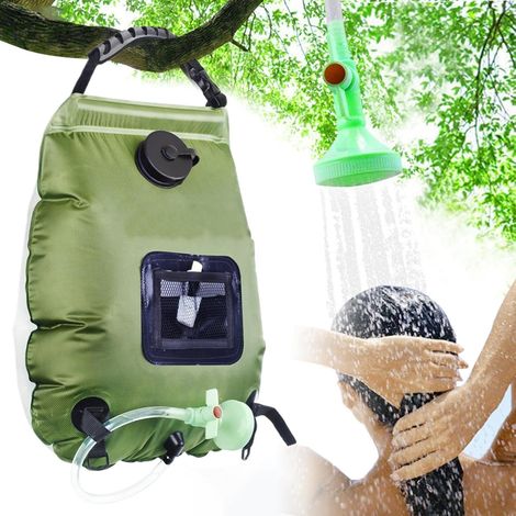 Ducha de camping al aire libre, ducha portátil para camping, bolsa de baño solar de 20 litros con cabezal de compuerta y manguera para uso exterior, playa (1/5)