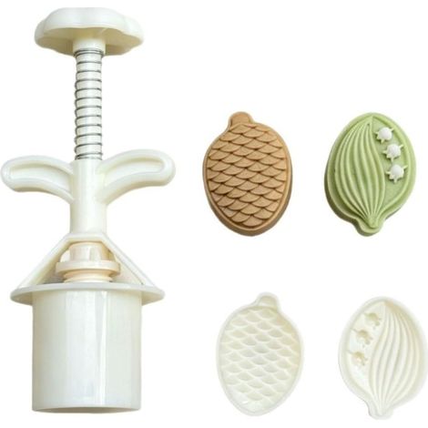 Moule à gâteau de lune en forme de pomme de pin, moule à gâteau de lune en plastique anti-adhésif (50 g) (1/5)