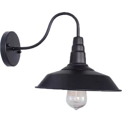 Antike Wandleuchte Außenkuppel Wandlampe Retro Industrie E27 wasserdichte Wandleuchte Rustikale Bronze Scheune Schwarz Runder Schirm Lager Loft Balkon Bodenfläche Außenbereich A (1/4)