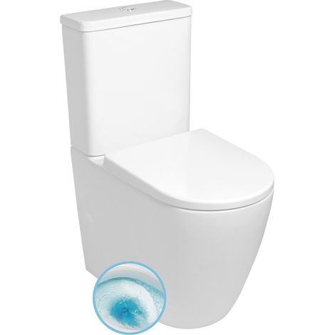 WC combiné TURKU, Vortex Rimless, siphon en S/siphon en P, blanc (1/4)