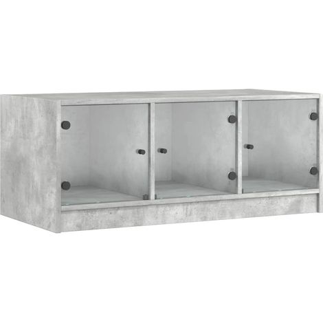 Maison Exclusive - Couchtisch mit Glastüren Betongrau 102x50x42 c
