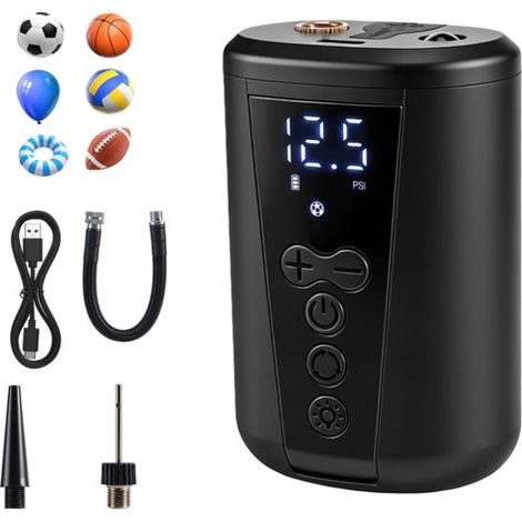 Pompe à ballon électrique,pression réglable de 2 à 15 PSI,éclairage LED,pompe à air portable de 2000 mAh pour le football (1/4)