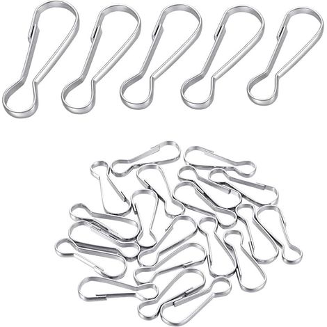 Lot de 50 mousquetons en métal pour cordon, porte-clés, drapeau, chaussettes, corde à linge (25 mm) (1/5)