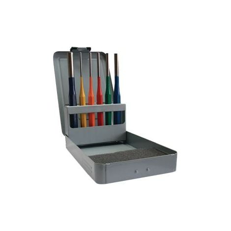 Jeu de chasse-goupilles 6 pièces 3-4-5-6-8-10mm multicolore cassette métallique TECWERK (1/2)