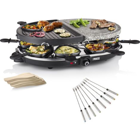 RACLETTE Steinplatte & Grillplatte mit Teppan Gabeln für 8 Personen, 1200 Watt (1/5)