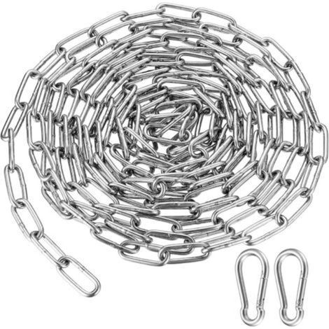 Chaîne en Acier inoxydable 3mm 4m Chaine Acier + 2 pcs Mousqueton Chaîne de Maillon d'extension pour Accrocher Chaîne d'ancre (1/5)