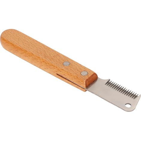 Couteau à épiler pour chiens, manche en bois, outil de toilettage professionnel et confortable pour chiens, chats et chevaux, permettant d'éliminer les poils morts. (1/5)