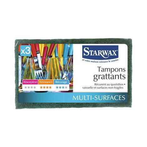Tampons abrasifs Scotch-Brite 3 étoiles - Pack de 3 pour nettoyage et finition, idéal pour l'habitat (1/2)