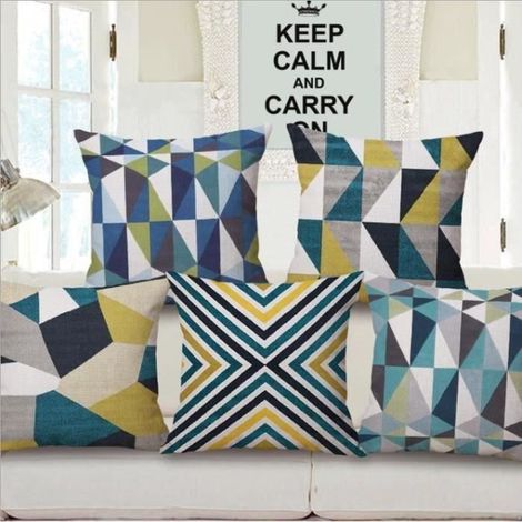 Lot de 5 housses de coussins de sièges impressions scandinaves - Linen - 45x45cm (1/3)