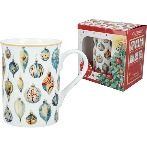 Tazza di Natale con palline colorate, regalo artistico Carmani (1/3)