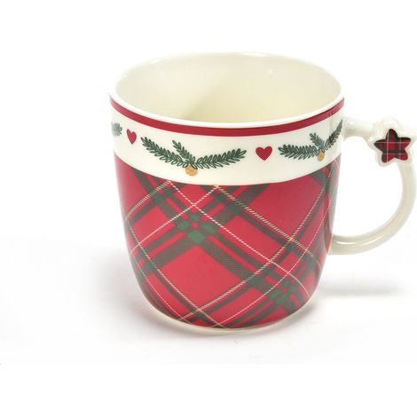 Tazza natalizia in ceramica, colore rosso, da 350 mL, 9 x 6.4 x h 9.1