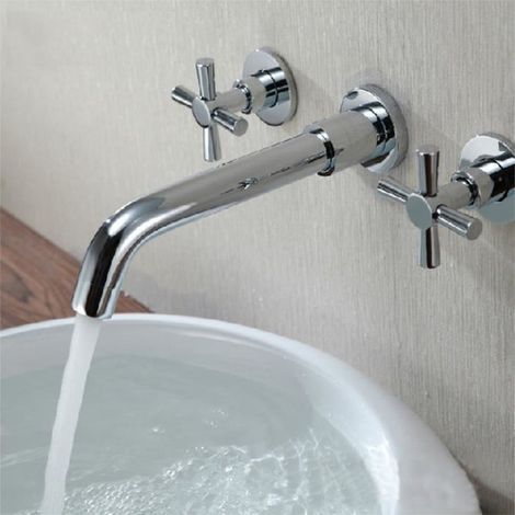 Robinet Mitigeur Laiton Lavabo tuyaux mur (1/4)
